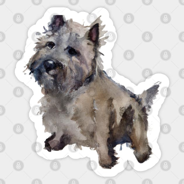 Watercolor Cairn Terrier - Dog Lovers Sticker by Edd Paint Something